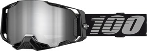 100% Armega Goggle Black Mirror Silver Lens Adult Unisex - Premium mirrored lens offroad goggles for adults