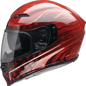Z1R Jackal Patriot Helmet Gloss Red - Small - Full-face helmet with drop-down sun visor