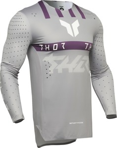 Thor Sportmode Flite Jersey Gray/Purple/White Men's Large - Athletic fit, moisture-wicking racewear jersey, size L