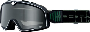 100% Barstow Goggle Adult Smoke Lens Black/White/Green Unisex - Anti-fog triple-layer goggles for adults
