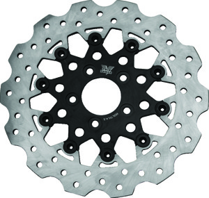 TwinPower Scalloped Floating Brake Rotor Rear Black Mesh 11.5in For 84-17 Big Twin