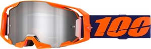 100 Percent Armatic Goggles Neon Orange Silver Flash Lens Offroad - Neon Orange goggles with Silver Flash lens
