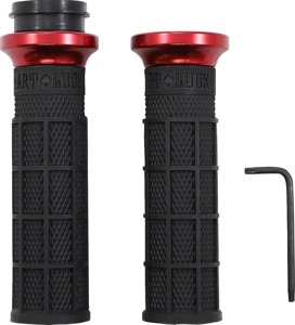 ODI Hart-Luck V-Twin Lock-On Grips Black/Red 1in Throttle-by-Wire For Harley