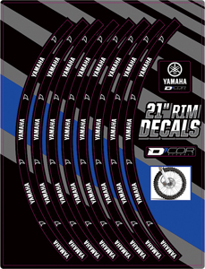 D'Cor 21" Front Rim Decals Yamaha Logo Fits 1990-2017 YZ