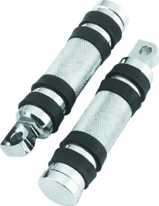 Bikers Choice Chrome Knurled Male Mount Footpegs with Rubber Bands Pair