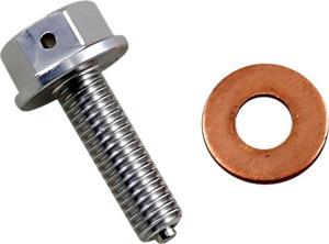Moose Magnetic Drain Plug M8x1.25x25mm Silver w/ Washer