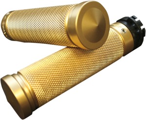 Accutronix Brass Knurled Custom Grips Polished 1 Inch For Harley-Davidson - Brass knurled grips, polished, for Harley-Davidson