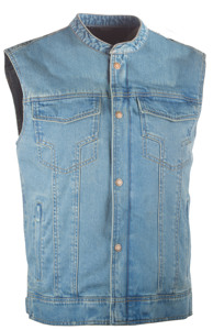 Iron Sights Club Vest Blue Small by Highway 21 - Iron Sights Club Collar Denim Vest