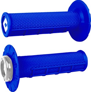 ODI ATV MX Half-Waffle V2.1 Lock-On Grips Blue/Silver 7/8in Pair - Lock-On grips, Blue/Silver, 7/8in bars, Pair