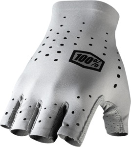 100% Sling Short Finger MTB Gloves Gray Men's Small - Breathable fingerless MTB gloves in gray, size S