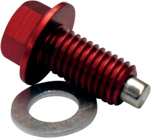 Moose Magnetic Drain Plug M10x1.5x22mm Red w/ Washer