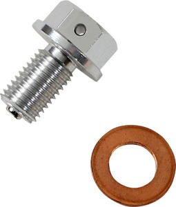Moose Magnetic Drain Plug M10x1.25x16mm with Washer Silver