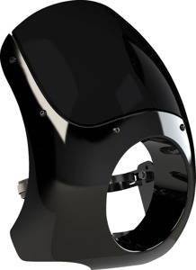 Burly Brand Outlaw Fairing Black Universal Fit 5-3/4in Headlight - Universal fairing for 5-3/4in headlights, fits 35-49mm forks