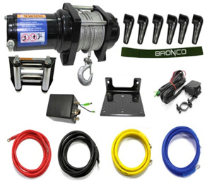 Bronco 2500 lb ATV/UTV Winch with Steel Cable - 2500 lb winch, steel cable, waterproof, 12V