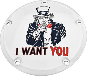 Custom Engraving 7 TC Derby Cover Uncle Sam Chrome For Harley Davidson - Chrome Uncle Sam derby cover For Harley Davidson