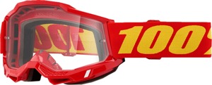 100% Accuri 2 Goggles Red Clear Lens Adult One Size - Premium red goggles with clear lens for off-road use