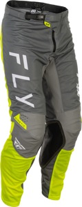 Fly Racing Kinetic Mesh Center Pants Grey/White/Hi-Vis 38 - High-performance motocross pants in size 38