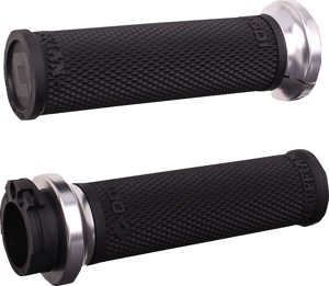 ODI Ruffian Lock-On Street Grips Black/Silver For Harley-Davidson - Lock-On grips for Harley-Davidson models