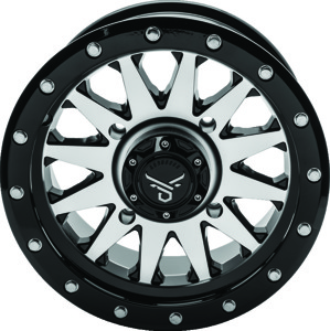 QuadBoss Wagon Wheel 14x7 4+3 4/156 Black Machined - 14x7 4+3 offset, 4/156 bolt pattern