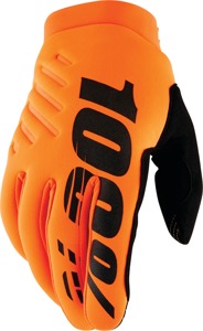 100% Youth Brisker Gloves Fluorescent Orange/Black Medium - Cold weather youth gloves, orange/black, size medium