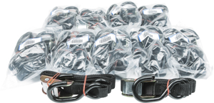 Fire Power 1 Inch Tie-Down Straps Black 10 Pairs Bulk Pack - 1" x 68" tie-downs, 10 pairs, Black, Universal
