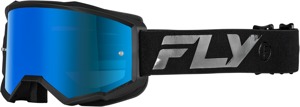 FLY RACING Zone Goggles Black/Black Sky Blue Mirror Lens - Premium goggles with Sky Blue Mirror lens
