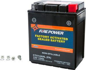 Fire Power CTX14AHL-BS(FA) Factory Activated Sealed Battery - Sealed AGM battery, factory activated, 12V, 210 CCA
