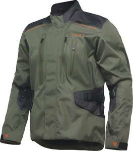 Thor Range Jacket Army Green Orange Black Men's 3XL - All-weather waterproof riding jacket, size 3XL