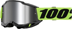100% Accuri 2 Goggles Neon Yellow Mirror Silver Lens Adult - Premium performance goggles with mirrored lens