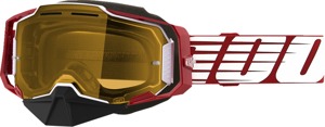 100% Armega Snow Goggle Oversized Deep Red with Yellow Lens