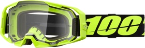 100 Percent Armatic Goggle Neon Yellow Clear Lens - Offroad goggle with clear lens in neon yellow