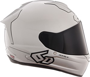 6D ATS-1R Solid Full Face Helmet Gloss Silver Medium - Full face street helmet, gloss silver, size M