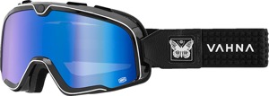 100% Barstow Goggle Blue Mirror Lens Black Vahna White Adult - Anti-fog blue mirror lens motorcycle goggle