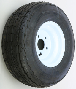 AWC Trailer Tire and Wheel Assembly White 20.5x8-10 - 20.5x8-10 trailer tire and white steel wheel assembly