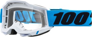 100% Accuri 2 Goggles Novel Clear Lens Adult Blue White - Clear lens goggles with triple-layer foam, adult size