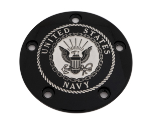 Custom Engraving TC Timer Cover Navy Black V-Twin - Black billet aluminum timer cover for V-Twin engines