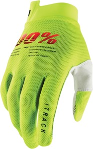 100% Youth iTrack Gloves - Flo Yellow, Youth L for Off-Road & Motocross