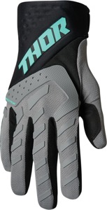 Thor Youth Spectrum Gloves 2XS Gray/Black/Mint - Durable youth gloves with touchscreen fingers