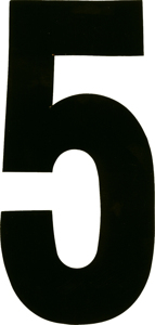 #5 7" Tall Black "Extreme" Stick-On Race Numbers - 3 Pack