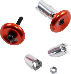 ODI Aluminum Handlebar End Plugs Orange Universal Fit - Protects grips and bars, fits 14-19mm ID handlebars