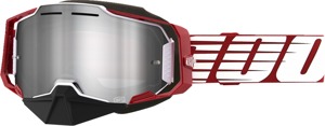 100% Armega Snow Goggle Oversized Deep Red with Silver Lens