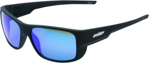FMF Throttle Sunglasses Matte Black with Blue Mirror Lens
