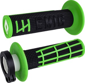 ODI Emig 2.0 V2 Lock-On Grips Black/Green 7/8" Bars - Lock-on grips, Black/Green, For 7/8" bars