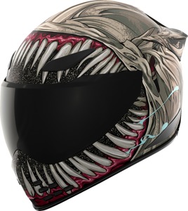 ICON Domain Grand Maw Helmet XL Gray/Black/Red - Full-face helmet with premium FRP shell
