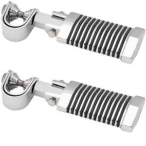 BikeMaster Silver Engine Guard Clamp Foot Pegs - Pair