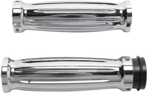 Accutronix Diamond Chrome Grips 1in Throttle-By-Wire Harley For 2008-2024 - Chrome grips, dual cable, for Harley 2008-2024