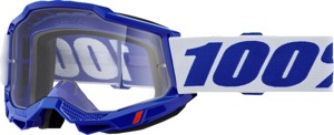 100 Percent Accuri 2 Goggles Blue Clear Lens Adult Unisex - Clear lens, blue/white, adult off-road goggles