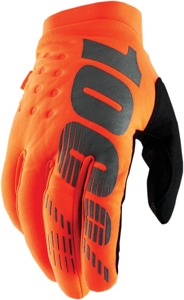 100% Youth Brisker Cold-Weather Gloves Flo Orange/Black - Youth XL