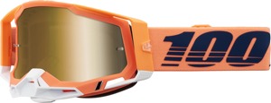 100% Racecraft 2 Goggles Coral Orange Gold Mirror Lens Adult Unisex - Premium offroad goggles with gold mirror lens