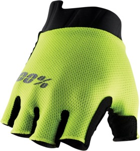 100% Exceeda Fingerless Gloves Fluorescent Yellow Black M Unisex - Fingerless cycling gloves in yellow/black, size M